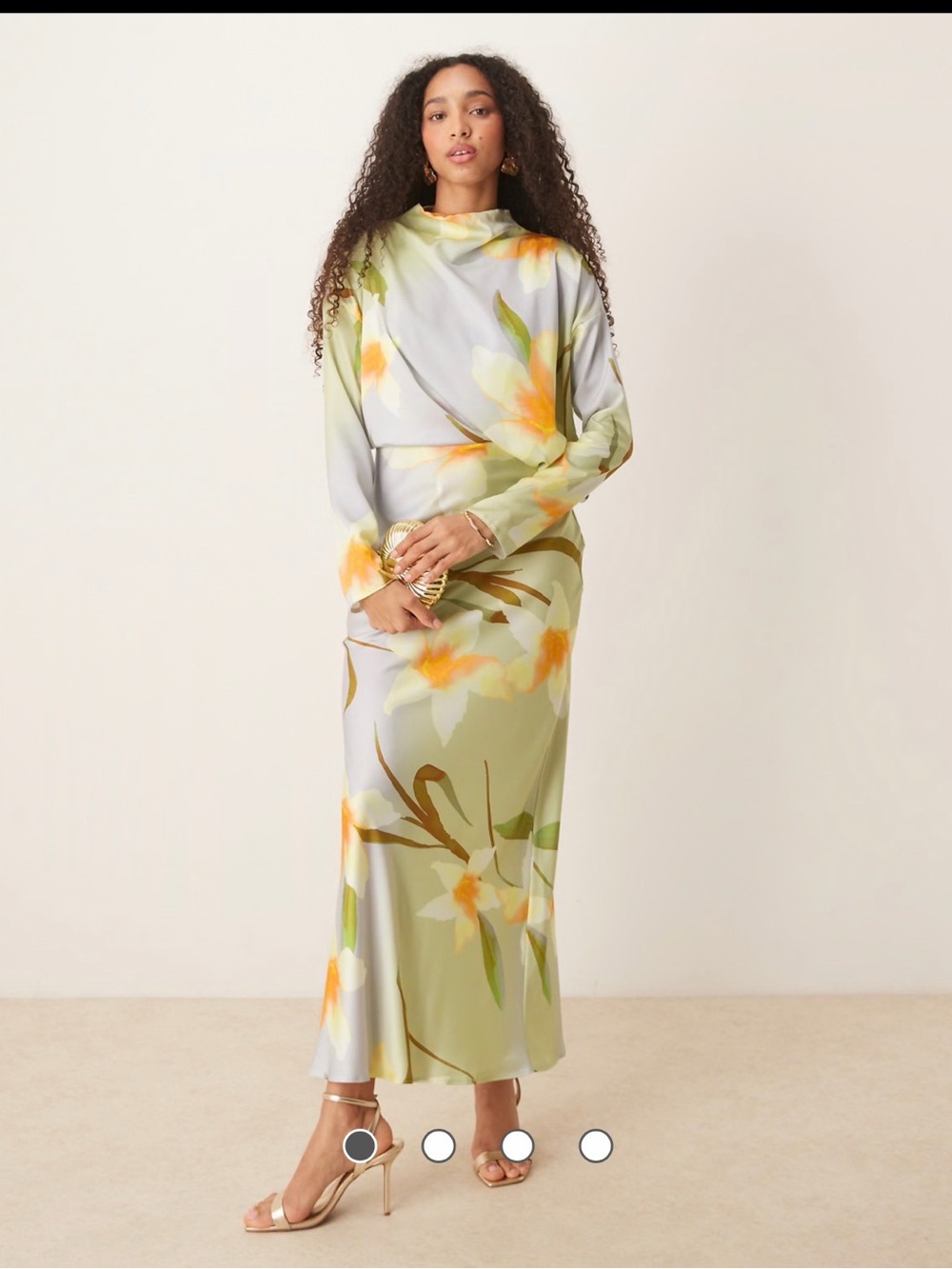 ASOS DESIGN high neck bias cut satin maxi dress with sleeve details
